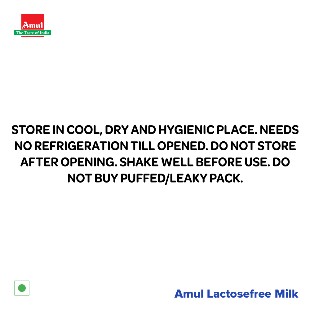 Amul Lactose Free Milk, 250 mL Pack of 32