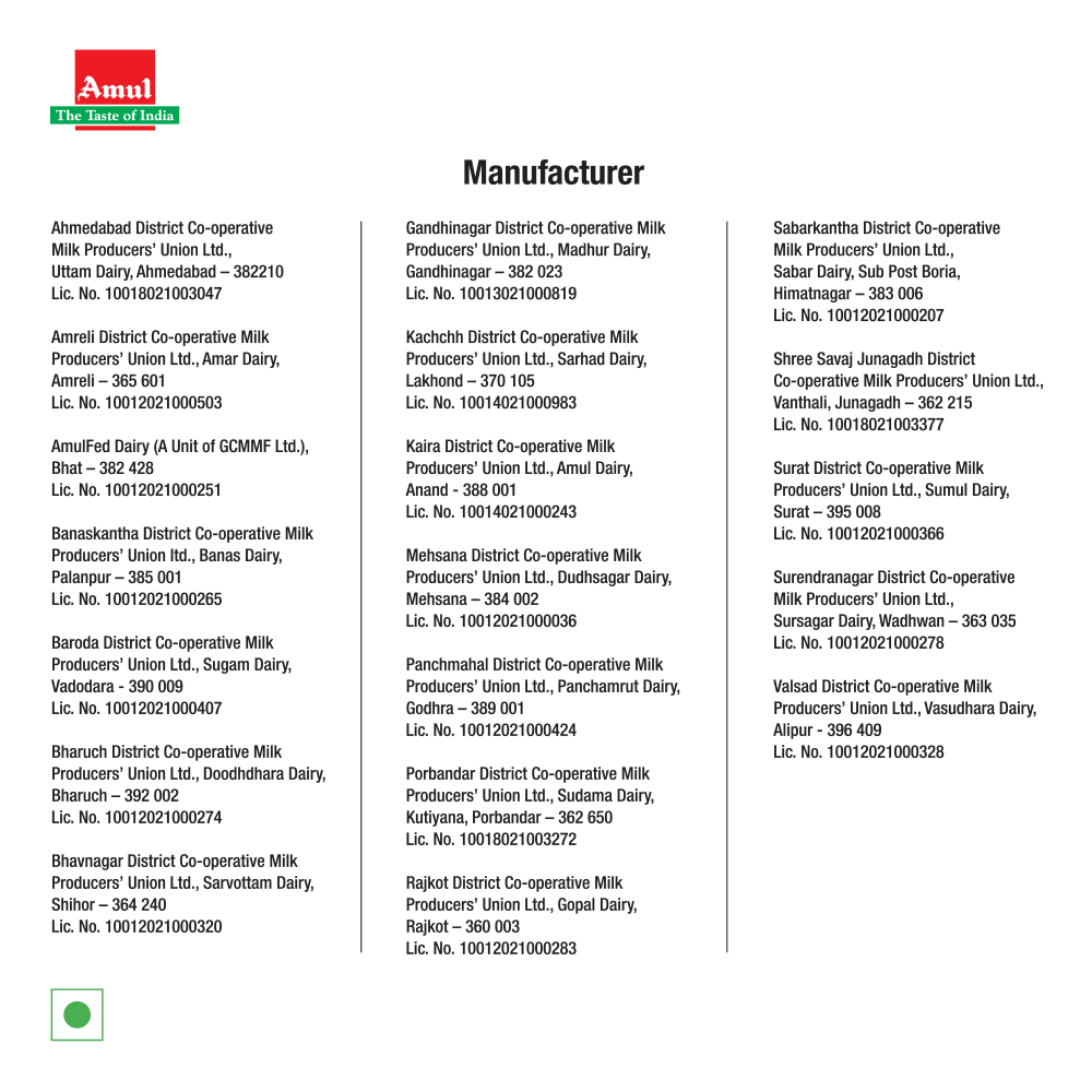 Amul Lactose Free Milk, 250 mL Pack of 32