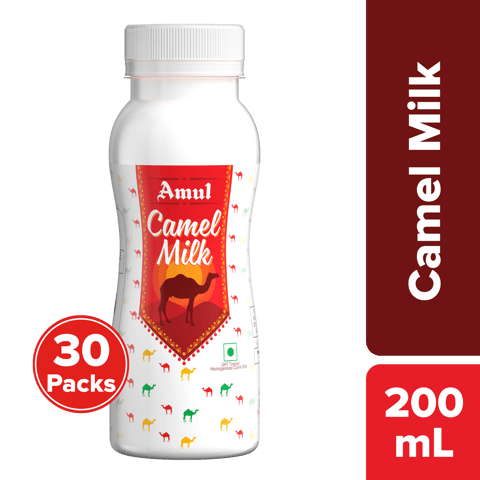 Amul Camel Milk Bottle, 200 mL | Pack of 30