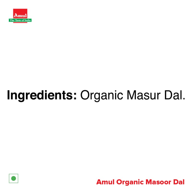 Amul Organic Masoor Dal, 500 g | Pack of 3