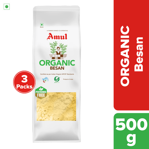 Amul Organic Besan, 500 g | Pack of 3