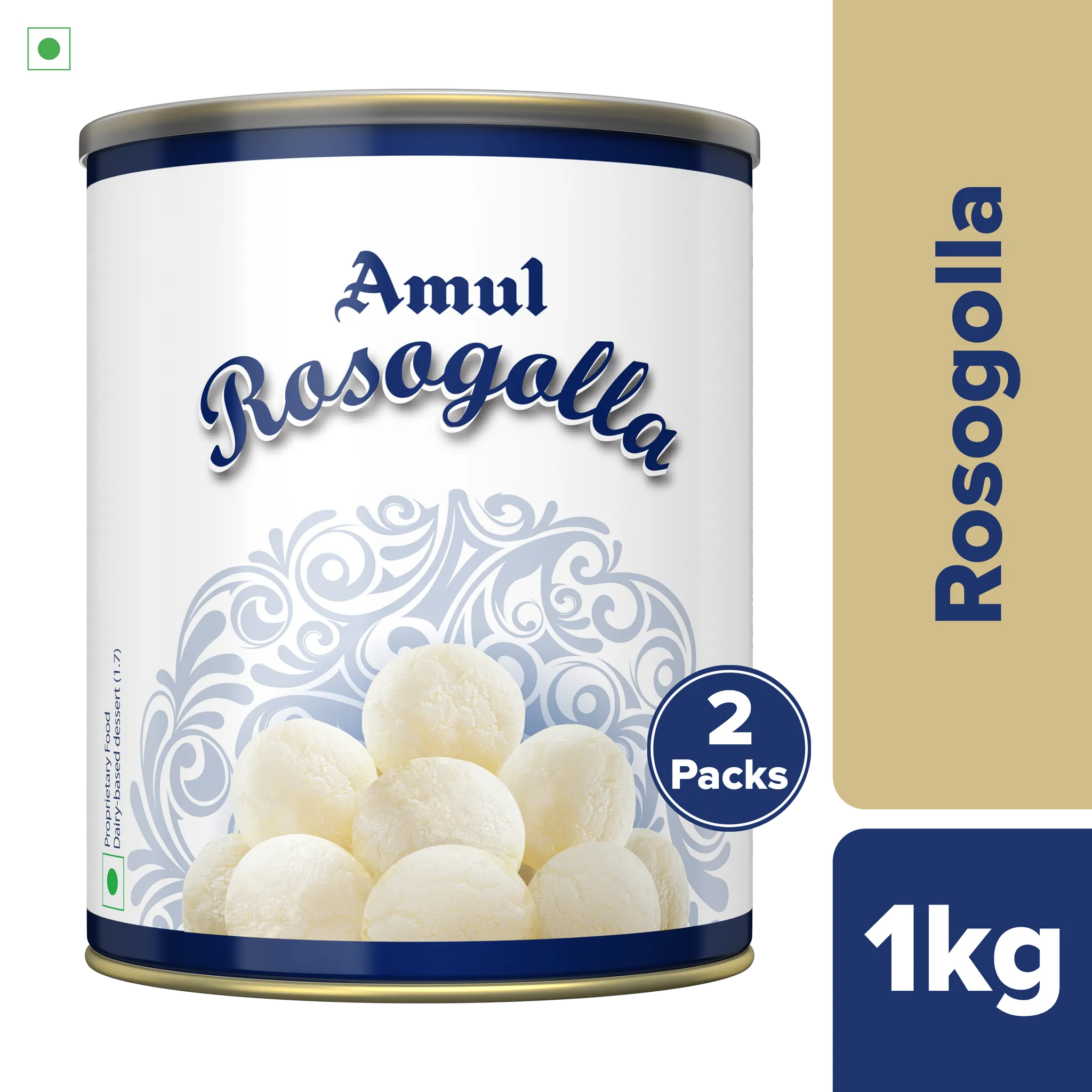 Amul Rosogolla, 1 kg | Pack of 2