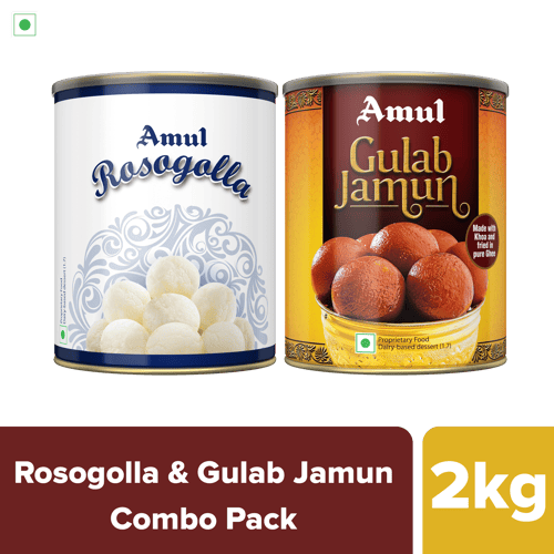 Amul Sweets Combo Pack, 2 kg | Gulab Jamun, 1 kg | Rosogolla, 1 kg