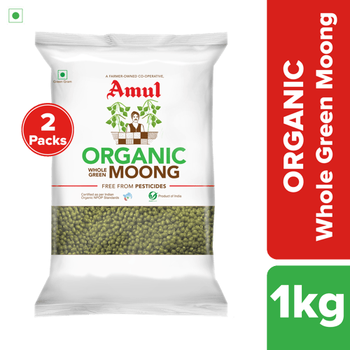 Amul Organic Moong, 1 kg | Pack of 2