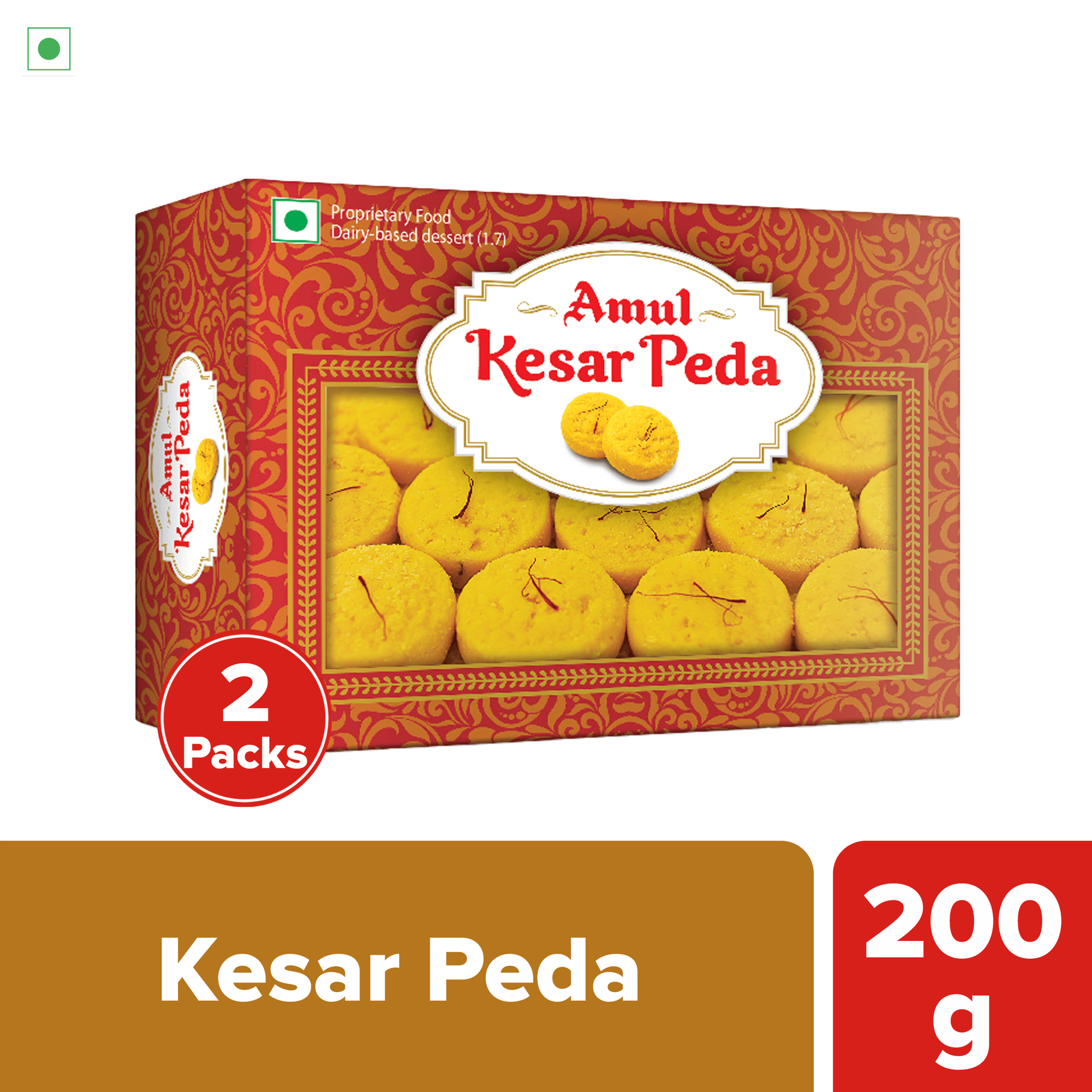 Amul Kesar Peda, 200 g | Pack of 2