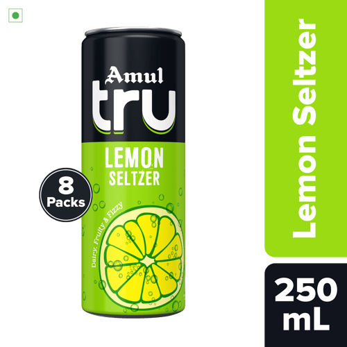 Amul Tru Lemon Seltzer, 250 mL | Pack of 8