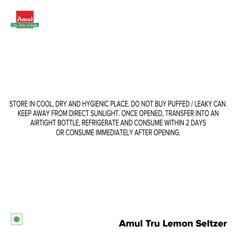 Amul Tru Lemon Seltzer, 250 mL | Pack of 8
