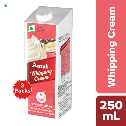 Amul Whipping Cream, 250 mL | Pack of 3