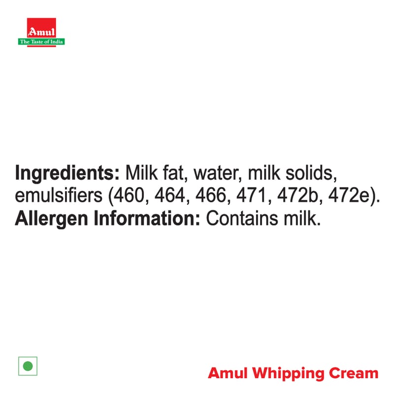 Amul Whipping Cream, 250 mL | Pack of 32