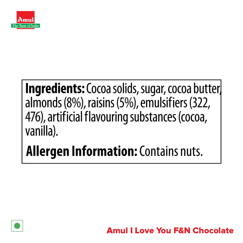 Amul Fruit n Nut Dark Chocolate, 150 g | I Love You | Pack of 2