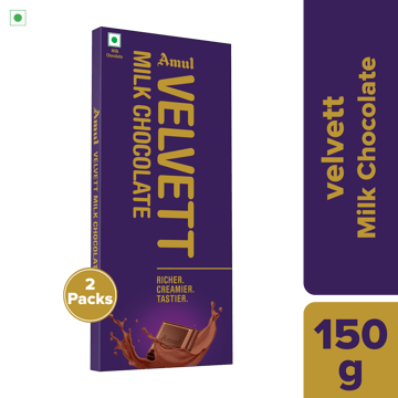 Amul Velvett Milk Chocolate, 150 g | Pack of 2 Amul Velvett Milk Chocolate, 150 g | Pack of 2