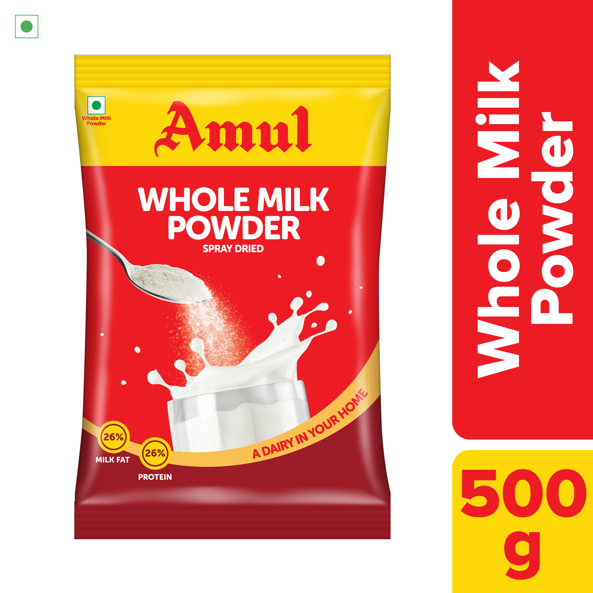 Amul Whole Milk Powder Pouch, 500 g