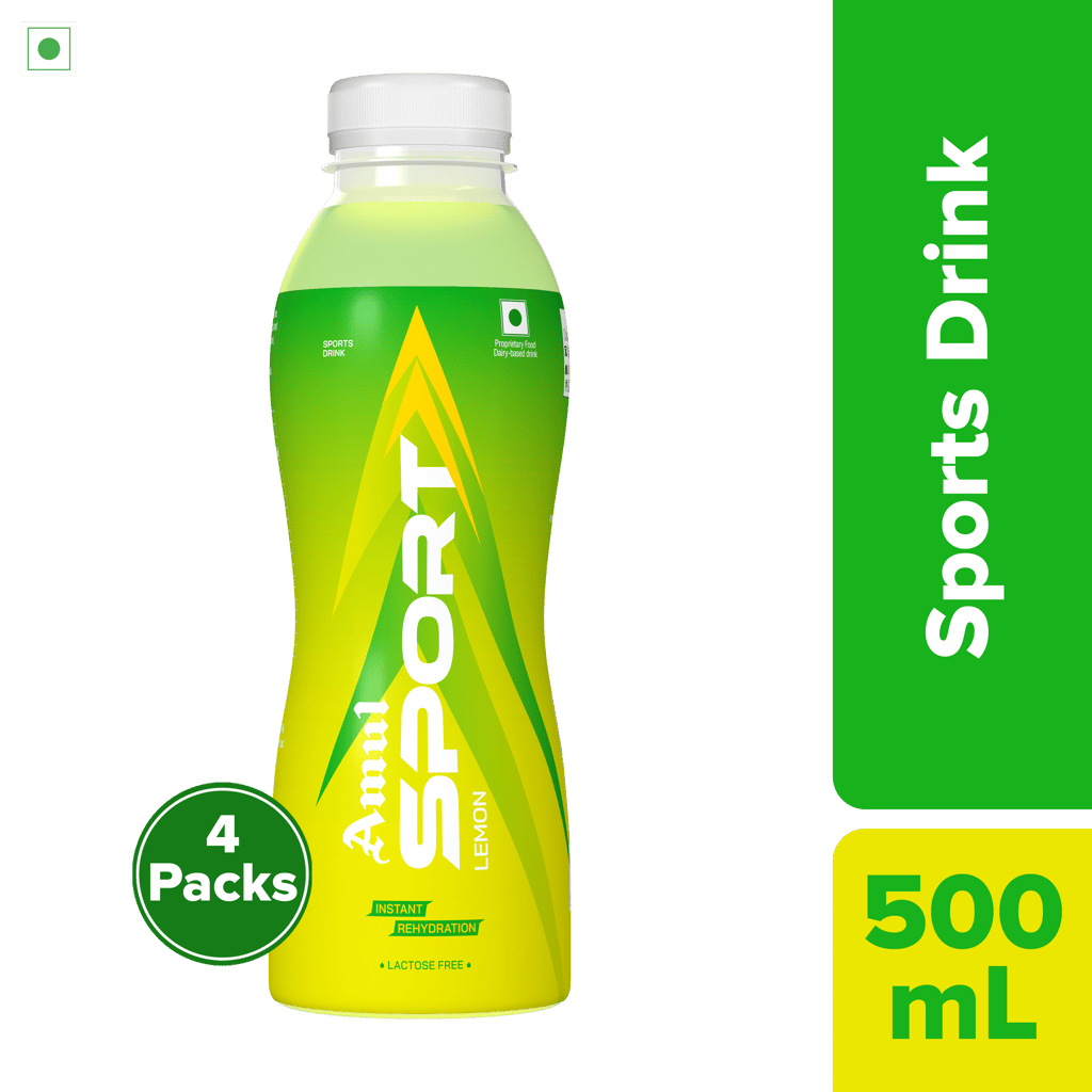 Amul Sports Drink - Lemon, 500 mL | Pack of 4