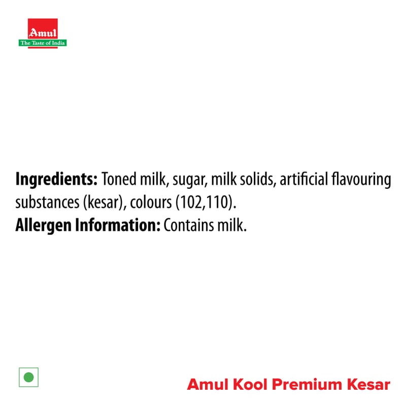 Amul Kool Premium Kesar, 180 mL | Pack of 30