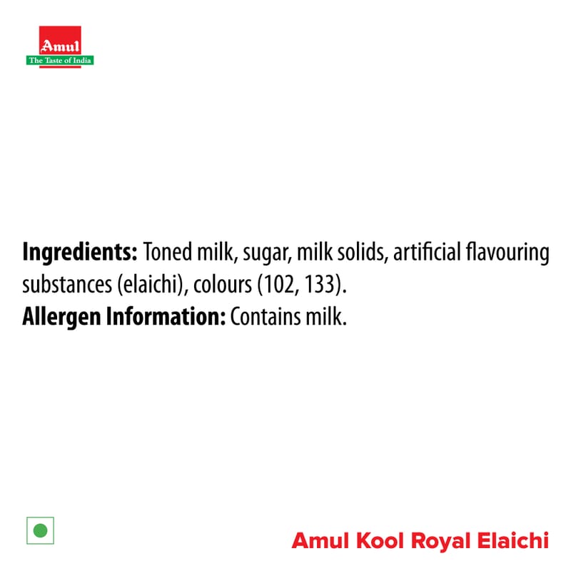 Amul Kool Royal Elaichi, 180 mL | Pack of 30