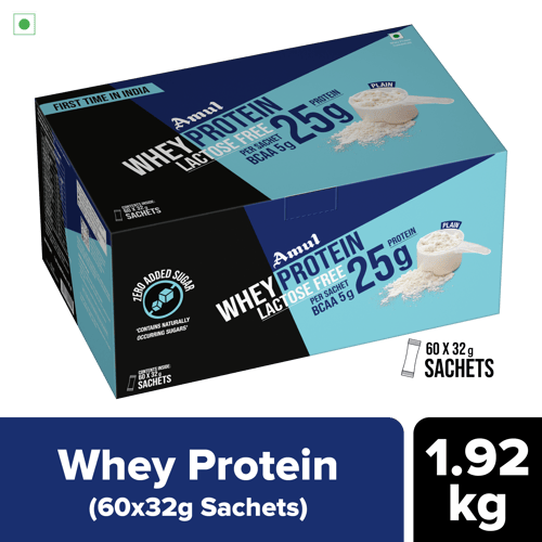 Amul Whey Protein, 32 g | Pack of 60 Sachets