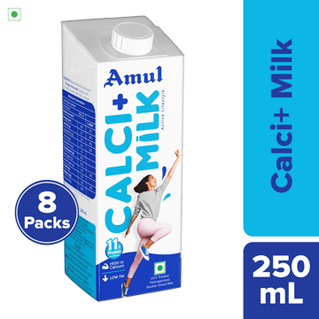 Amul Calci+ Milk, 250 mL | Pack of 8 Amul Calci+ Milk, 250 mL | Pack of 8