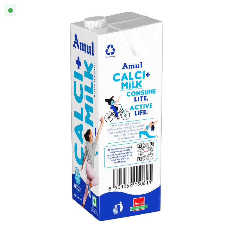 Amul Calci+ Milk, 1 L | Pack of 12