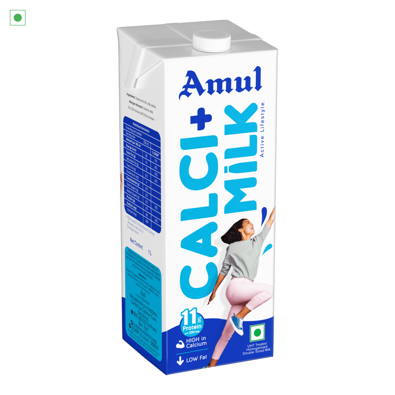 Amul Calci+ Milk, 1 L | Pack of 12