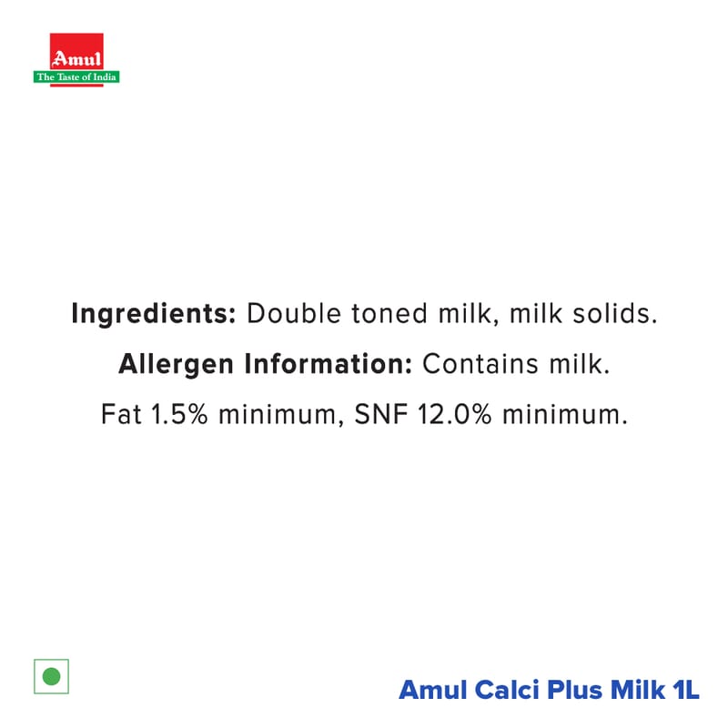 Amul Calci+ Milk, 1 L | Pack of 12