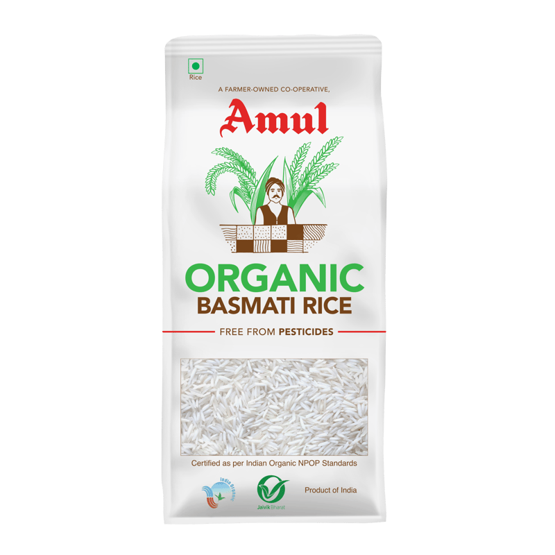 Amul Organic Basmati Rice, 1 kg | Pack of 2