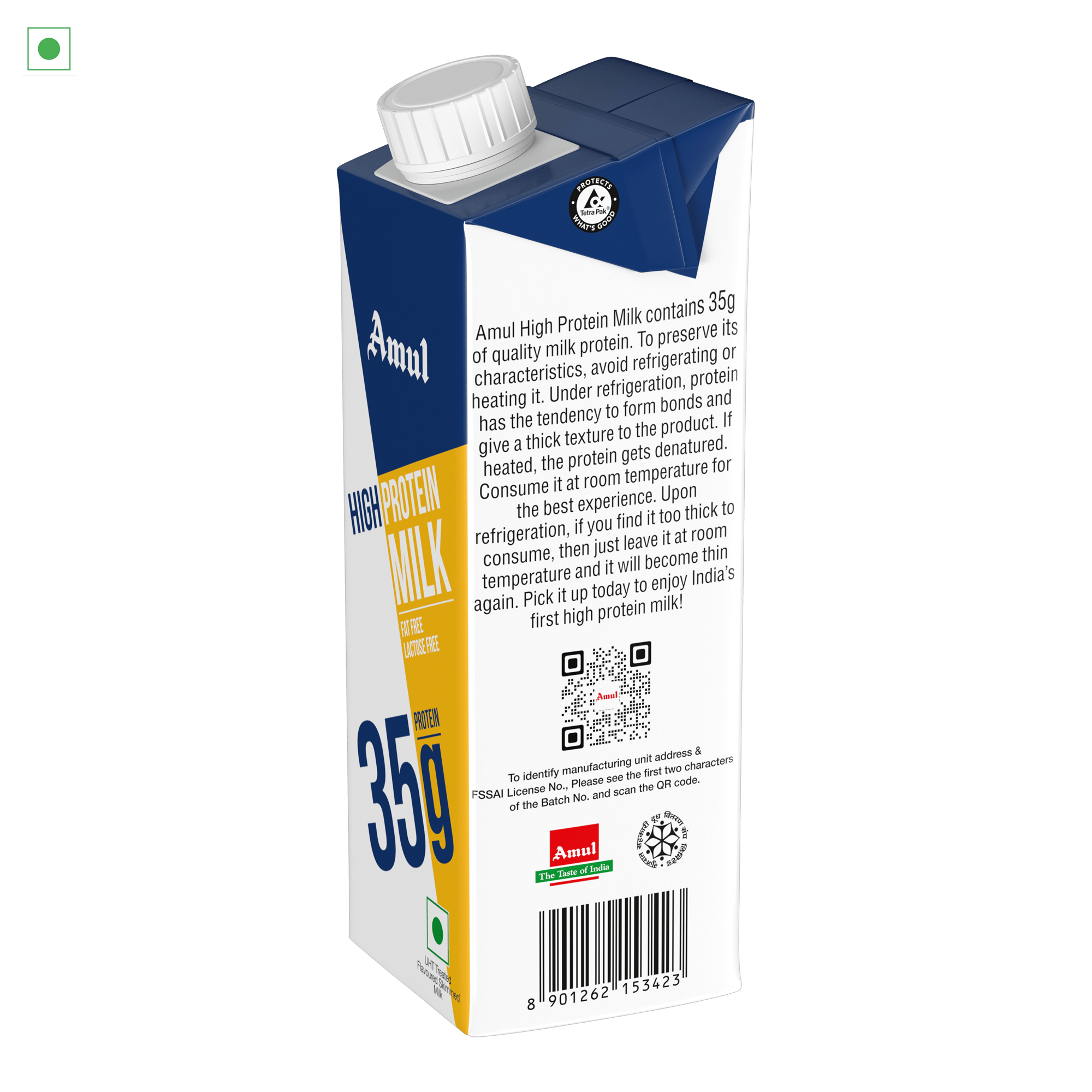 Amul High Protein Milk, 250 mL Pack of 32