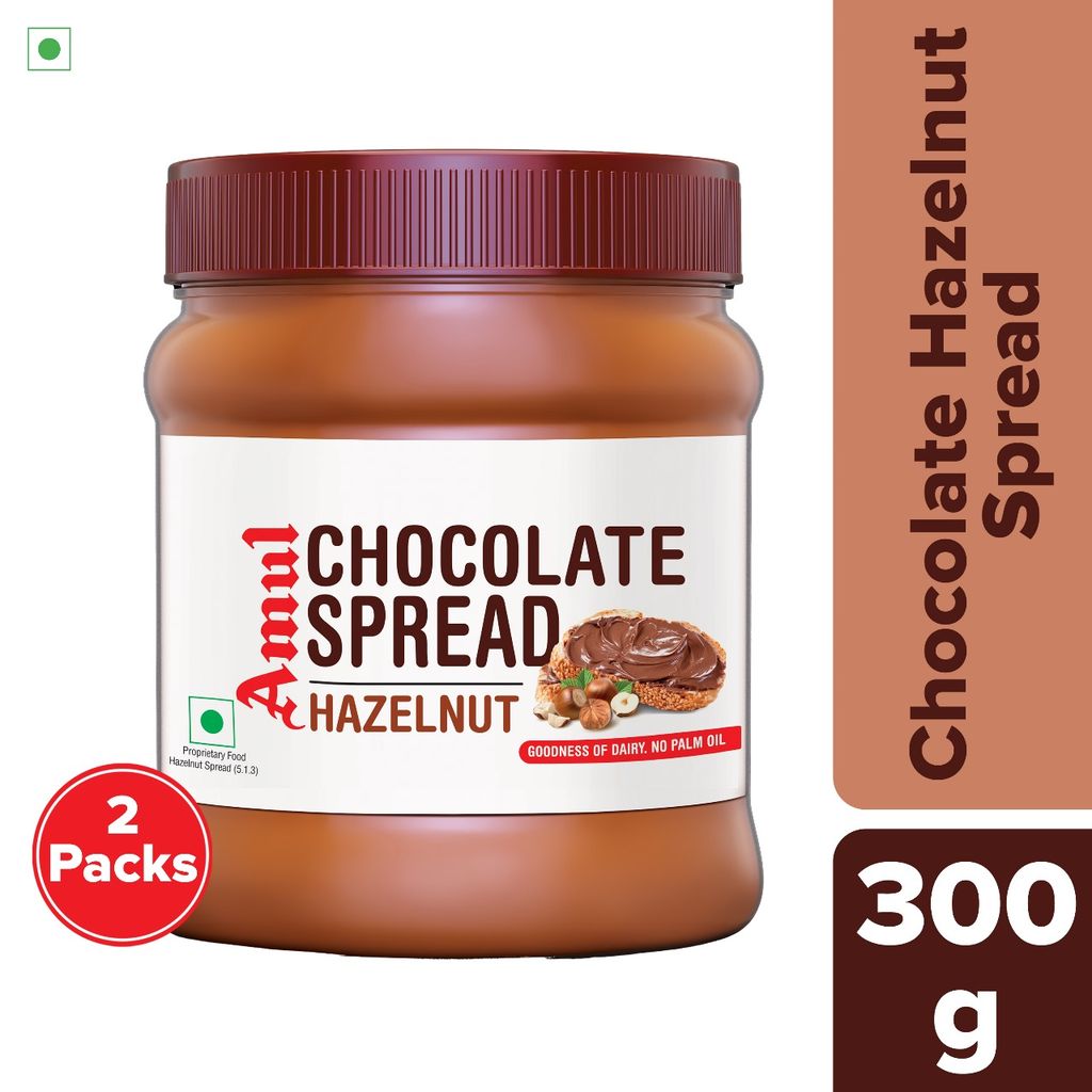 Amul Chocolate Hazelnut Spread, 300 g | Pack of 2