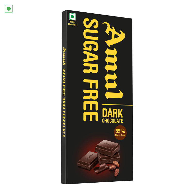 Amul Sugar Free 55% Dark Chocolate, 150 g | Pack of 2