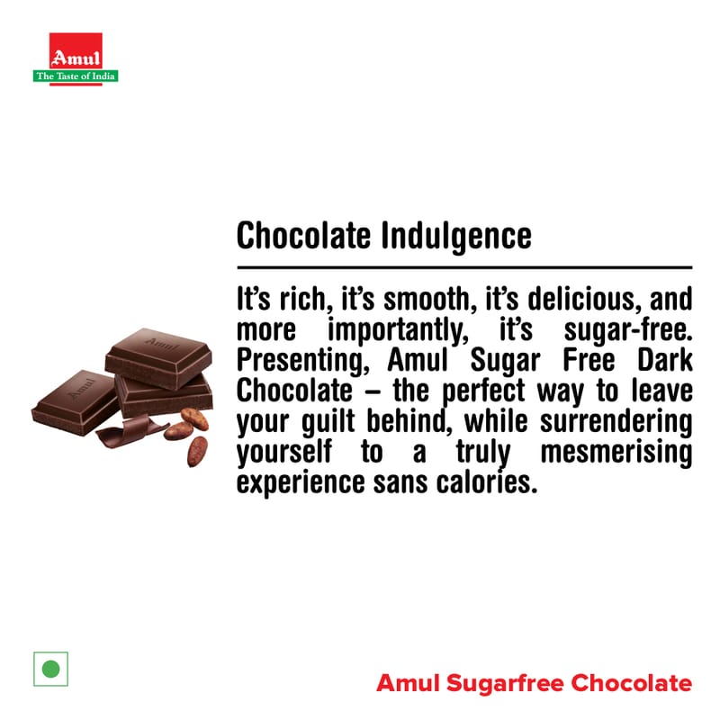 Amul Sugar Free 55% Dark Chocolate, 150 g | Pack of 2