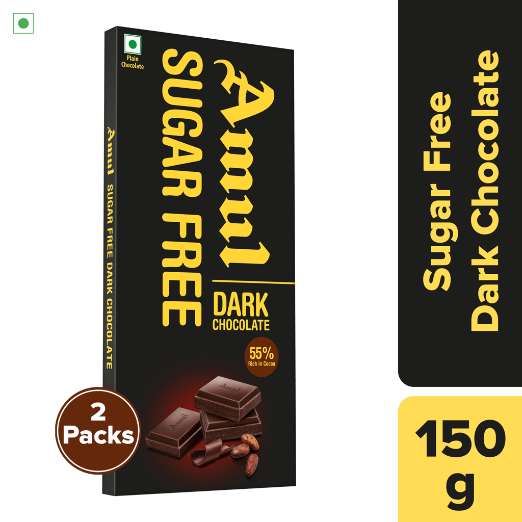Amul Sugar Free Dark, 150 g | Pack of 2