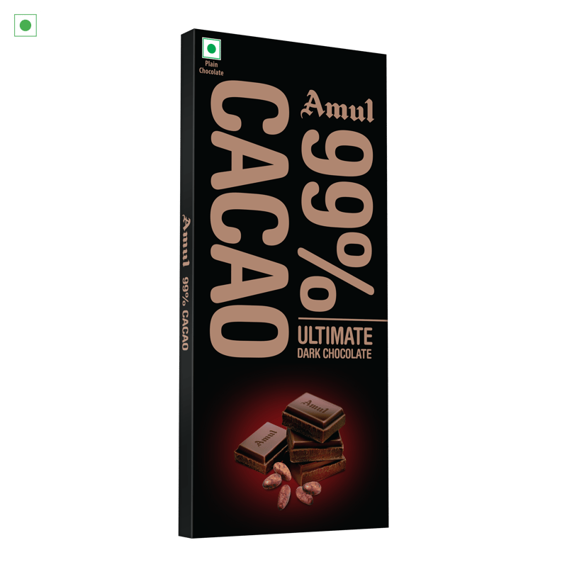 Amul 99% CACAO Dark Chocolate, 125 g | Pack of 2