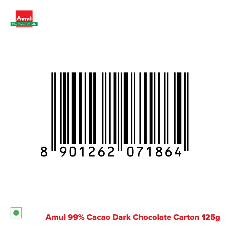 Amul 99% CACAO Dark Chocolate, 125 g | Pack of 2