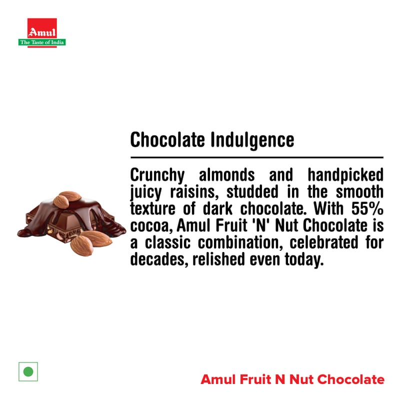 Amul Chocolate Combo | Amul Fruit n Nut 55% Dark Chocolate, 150 g | Amul Raisin & Almond Milk Chocolate, 150 g