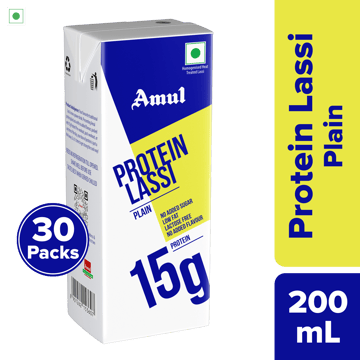 Amul High Protein Plain Lassi, 200 mL | Pack of 30