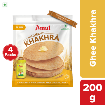 Amul Ghee Khakhra (Plain), 200 g | Pack of 4 Amul Ghee Khakhra (Plain), 200 g | Pack of 4