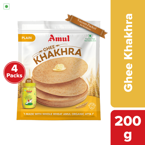 Amul Ghee Khakhra (Plain), 200 g | Pack of 4