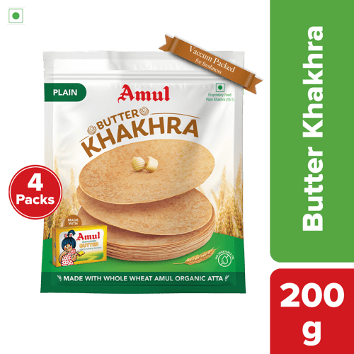 Amul Butter Khakhra (Plain), 200 g | Pack of 4