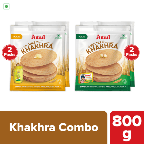 Amul Khakhra Combo (Ghee | Butter), 200 g | Pack of 4