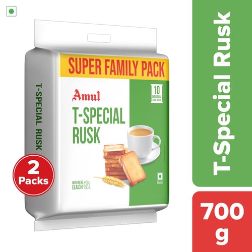 Amul T-Special Rusk - Super Family Pack, 700 g | Pack of 2