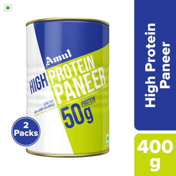 Amul High Protein Paneer, 400 g | Pack of 2 Amul High Protein Paneer, 400 g | Pack of 2