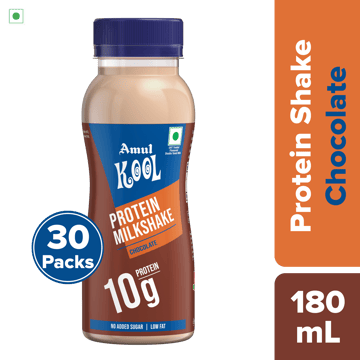 Amul Kool Protein Milkshake | Chocolate, 180 mL | Pack of 30