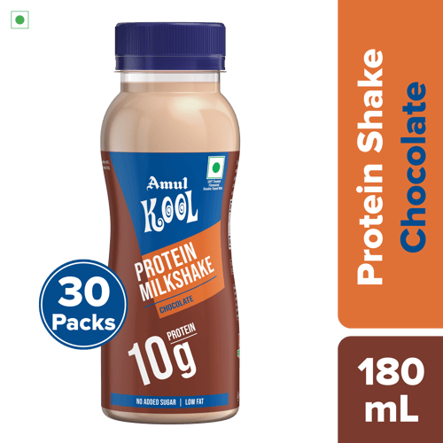 Amul Kool Protein Milkshake | Chocolate, 180 mL | Pack of 30