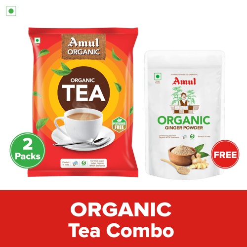 Amul Organic Tea Combo | Organic Tea , 250 g (Pack of 2) | Organic Ginger Powder, 100 g (Free)