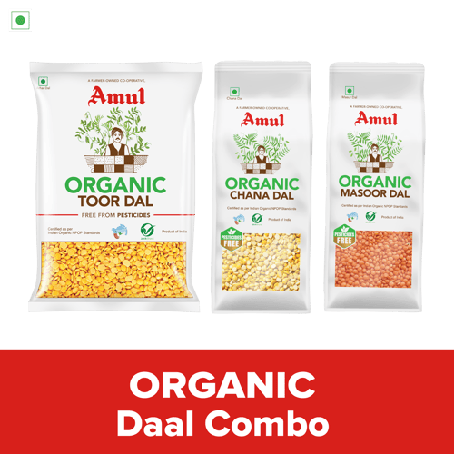 Amul Organic Dal Combo | Chana Dal, 500 g | Toor Dal, 500 g | Masoor Dal, 500 g