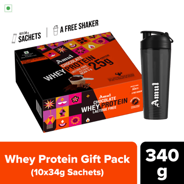 Amul Chocolate Whey Protein Gift Pack, 34 g | Pack of 10 sachets