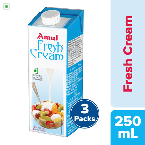 Amul Fresh Cream, 250 mL | Pack of 3