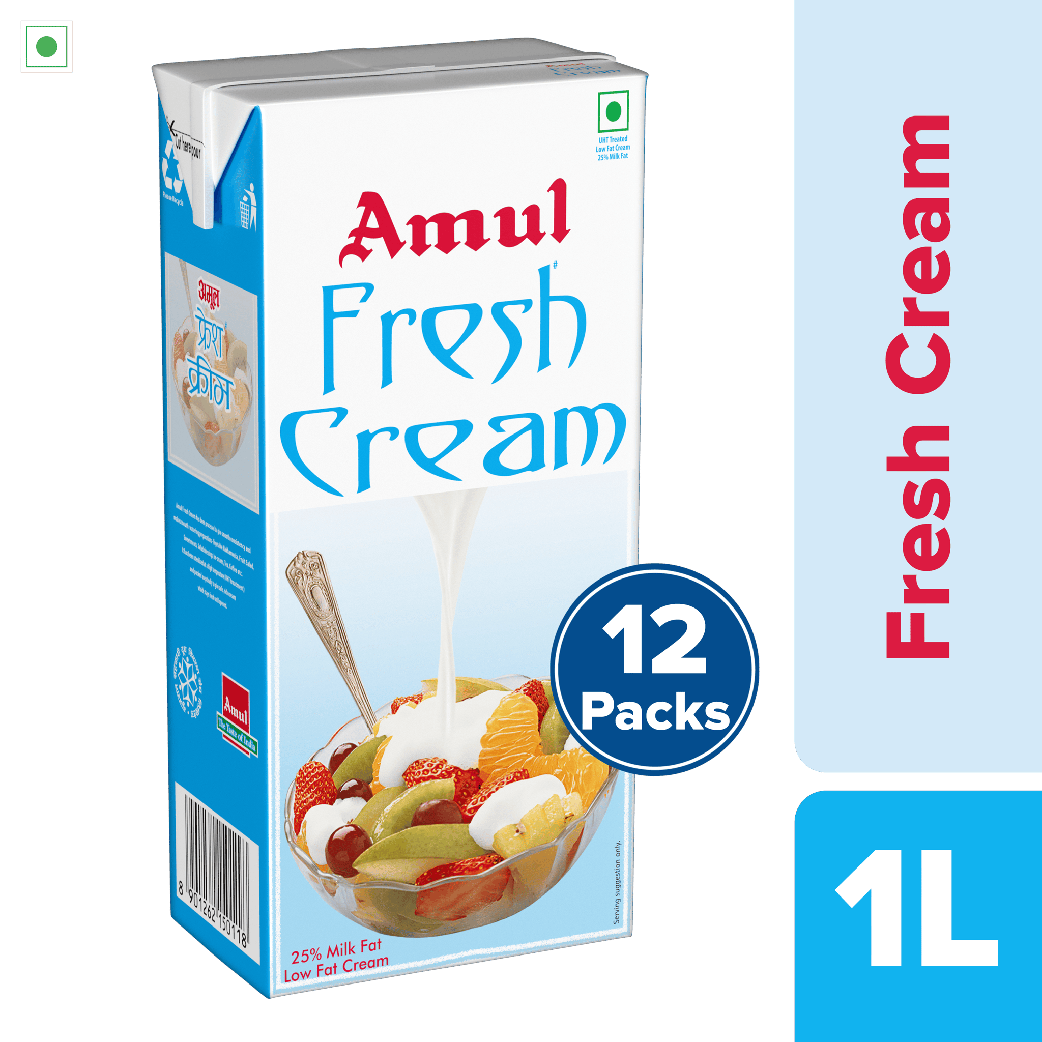 Amul Fresh Cream, 1 L | Pack of 12