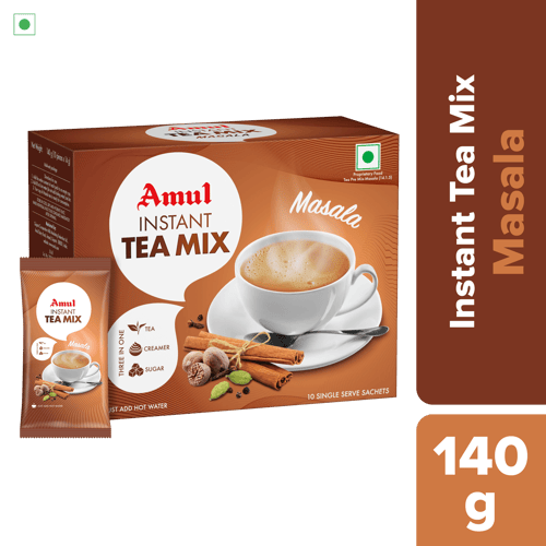 Amul Masala Chai – Instant Tea Mix, 14 g | Pack of 10 Sachets