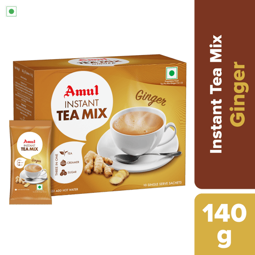 Amul Adrak Chai – Instant Tea Mix, 14 g | Pack of 10 Sachets