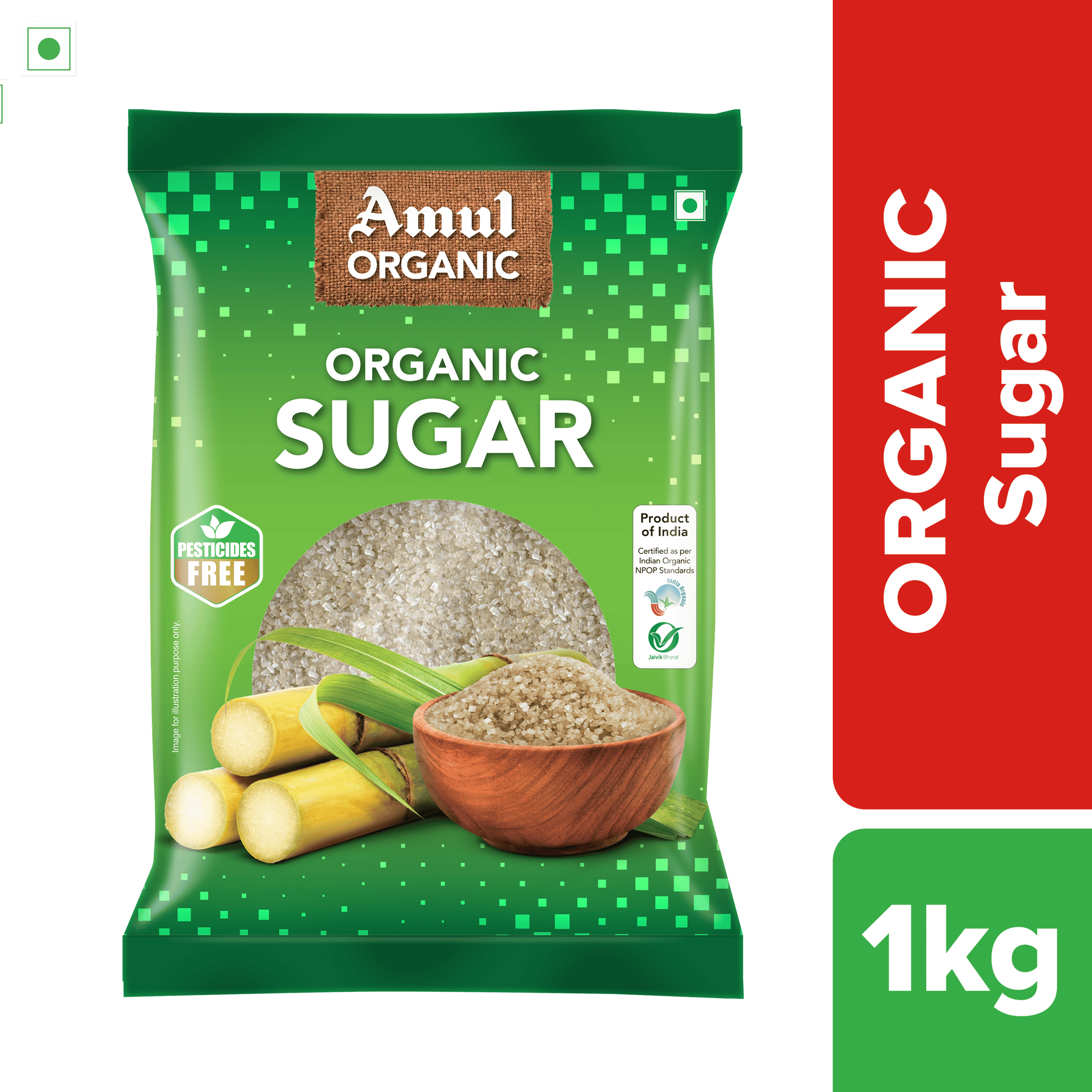 Amul Organic Sugar, 1 kg | Pack of 2